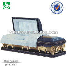 JS-ST399 blue crepe Interior 18 Gauge Metal casket